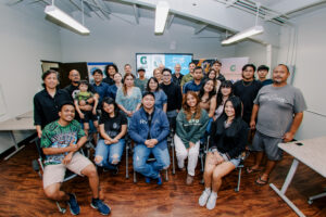 Above, the eight undergraduate research fellows for the Guam NSF EPSCoR and Guam NSF SEAS Island Alliance INCLUDES student research programs are together with their family, friends, and research mentors at the family orientation meeting in January