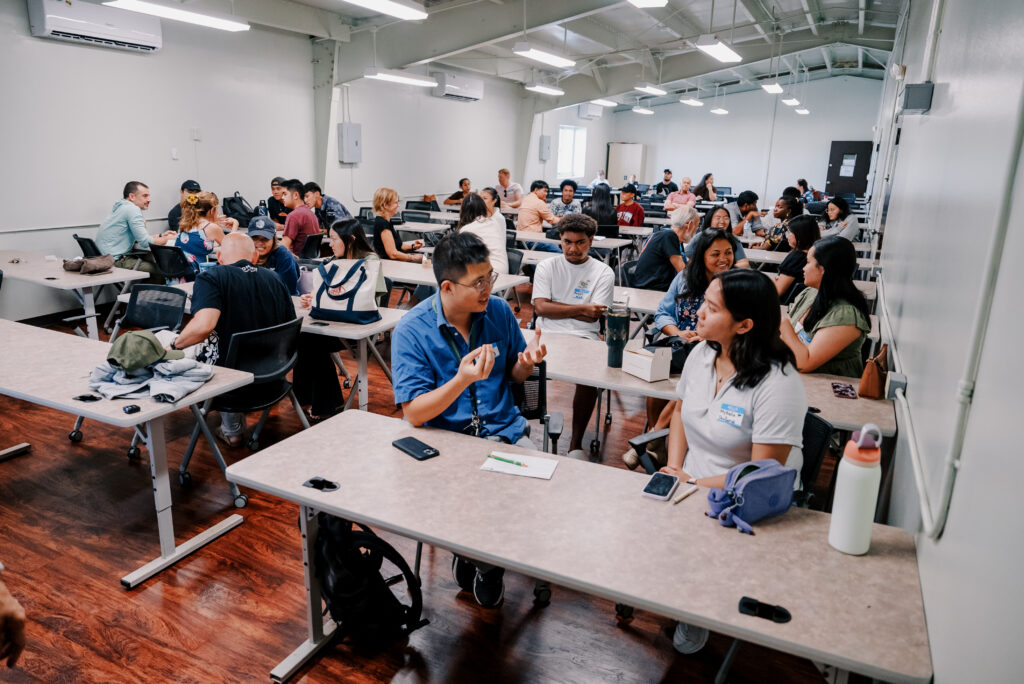 UOG EPSCoR and NSF SEAS INCLUDES student researchers and faculty mentors acquaint themselves during the 2026 SRE orientation at the UOG Annex A