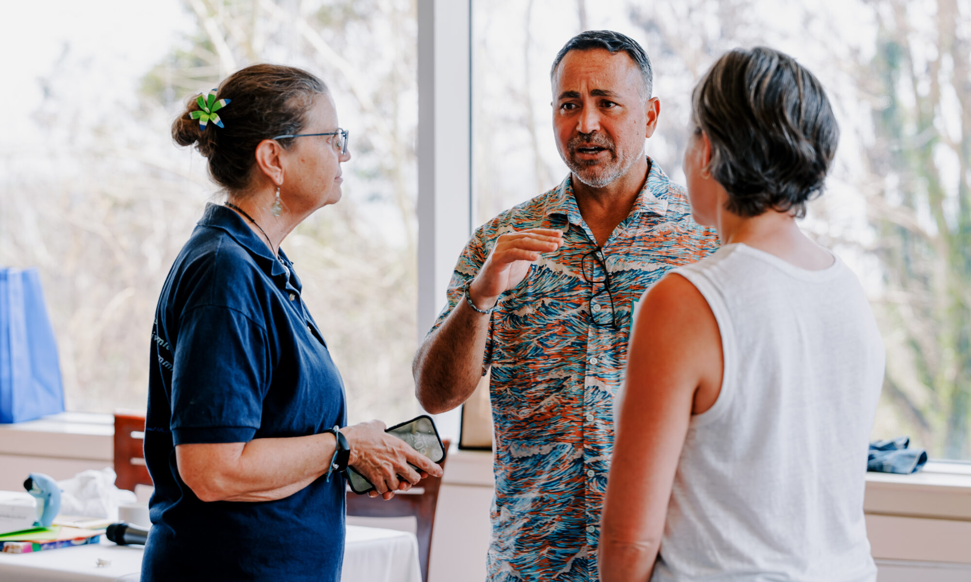 Conservation leaders Trina Leberer and Keobel Sakura at the Micronesia Challenge Regional Meeting in Guam.
