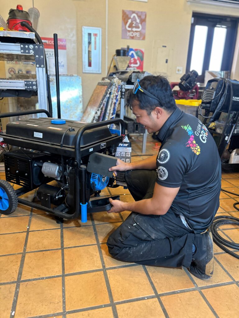 Guam Green Growth Circular Economy Makerspace and Innovation Hub team member Justin Cruz services a generator at the Hagatna campus. Cruz and others will be on hand to provide education and storm preparedness lessons for attendees at a special Storm Smart Workshop this Saturday. The workshop is a joint production of G3 and GTA who will also be on hand to discuss ways to keep communication open during storms with lessons for smart phone users.