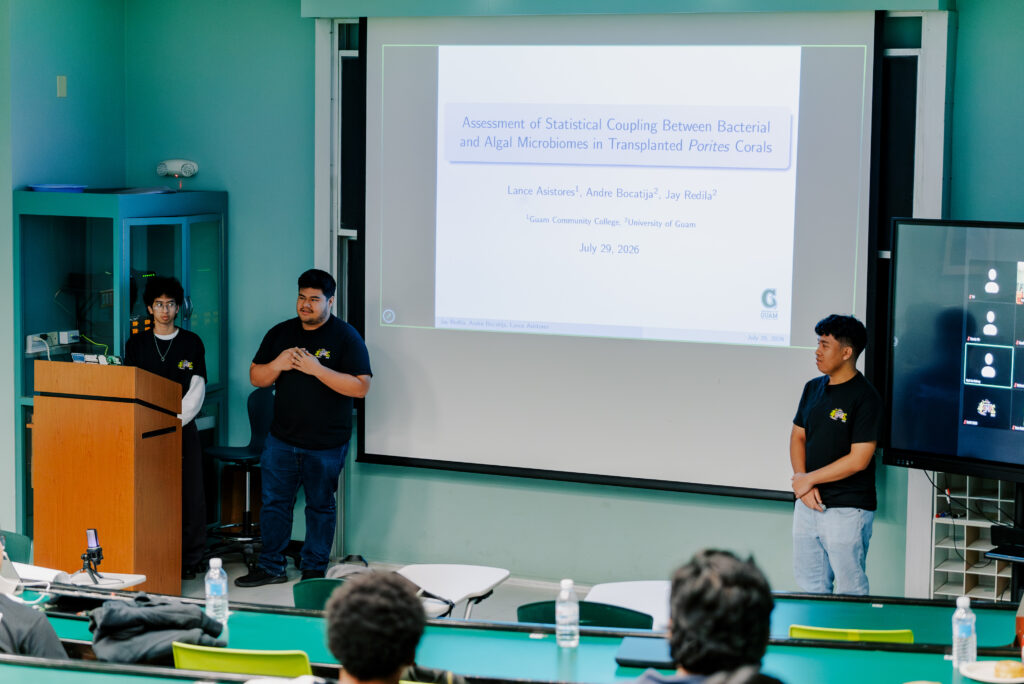 Lance Asistores, Andre Bocatija, and Jay Redila present their SMRE research