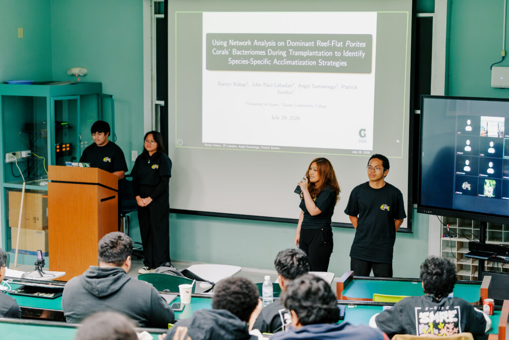 Raelyn Babac, Angel Samaniego, John Paul Labadan, and Patrick Sumbo present their SMRE research
