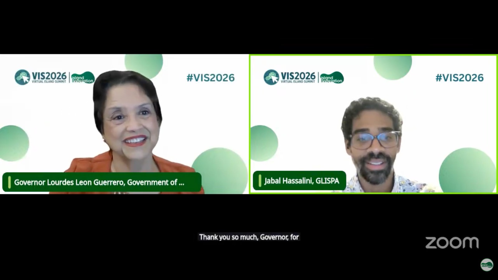 Governor Lou Leon Guerrero speaking to Jabal Hassalini on Zoom online conference