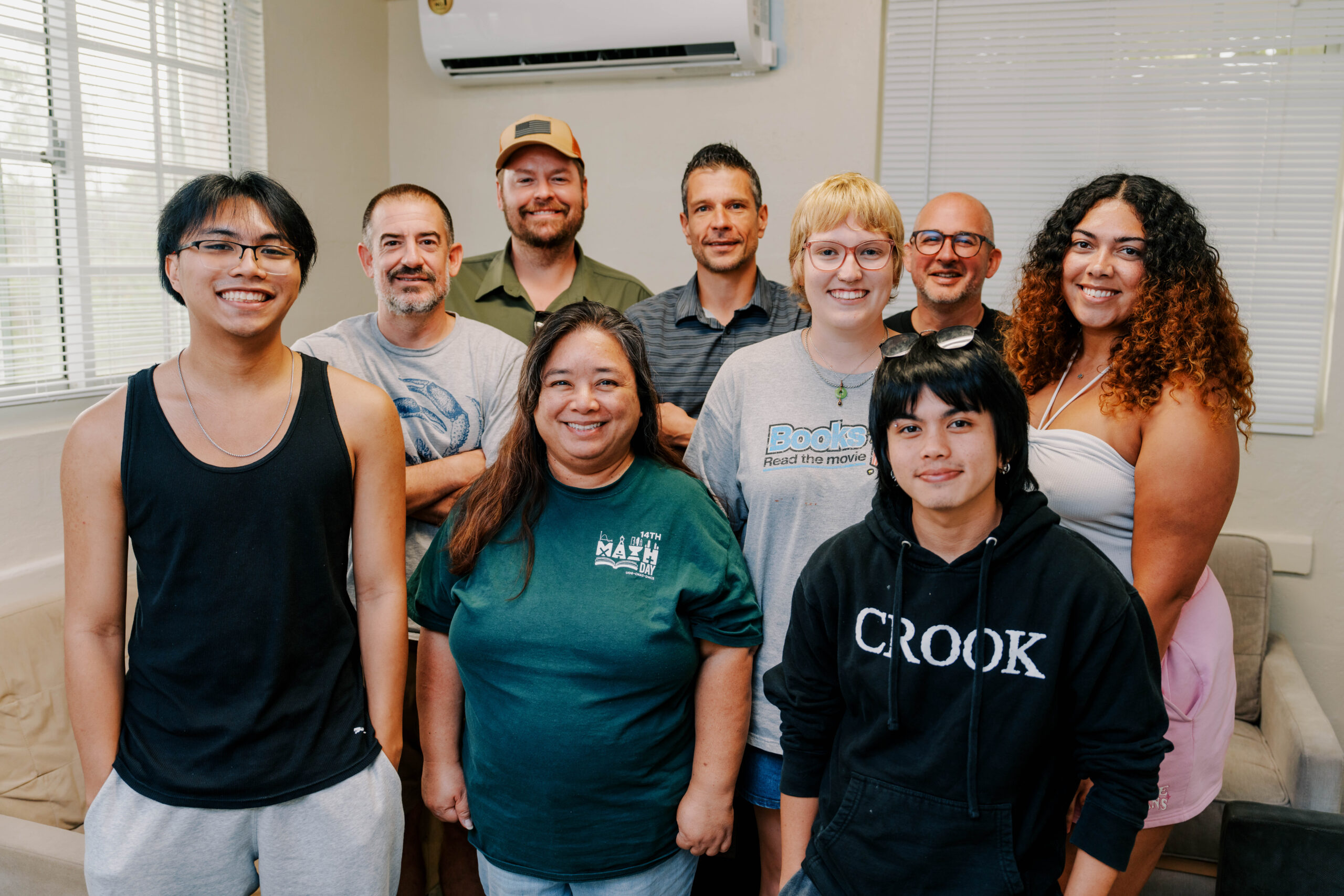 Guam NSF EPSCoR’s latest E-RISE and E-CORE Graduate Research Assistant cohort and their faculty mentors. Front L-R: Johndeo Bulatao, Leslie Aquino, Ph.D., Kai Chaco. Middle L-R: Rob Lasley, Ph.D., Jade Peairson, Sydney Payne. Back L-R: Trey Ward, Tom Schills, Ph.D., Bastian Bentlage, Ph.D.